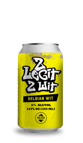 Solace Brewing Co. 2 Legit 2 Wit Belgian Wit Craft Beer Perspective: front