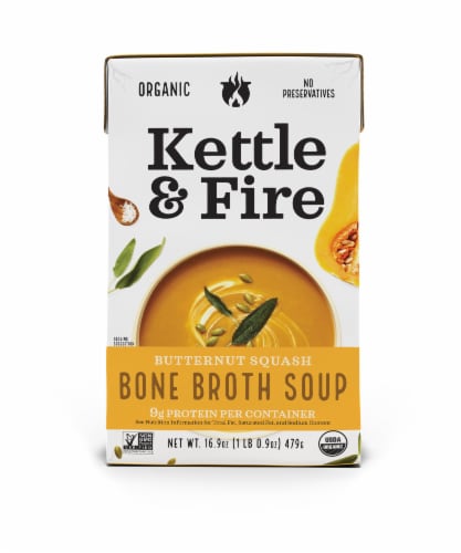 Kettle & Fire Gluten Free Butternut Squash Bone Broth Soup Perspective: front