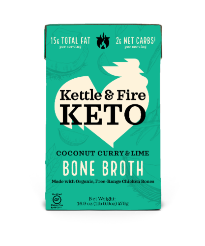 Kettle & Fire Keto Coconut Curry & Lime Bone Broth Perspective: front