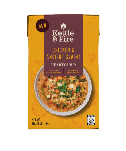 Kettle & Fire Chicken & Ancient Grains Hearty Soup Perspective: front