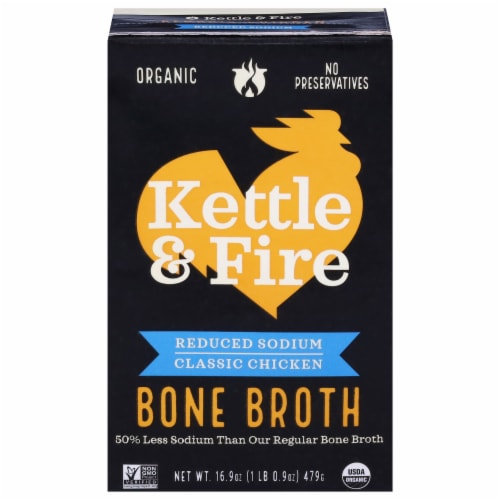 Kettle & Fire Reduced Sodium Chicken Bone Broth Perspective: front