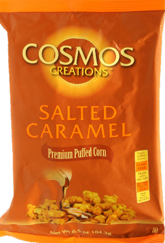 Cosmos Creations Salted Caramel Puffed Corn Snack Perspective: front