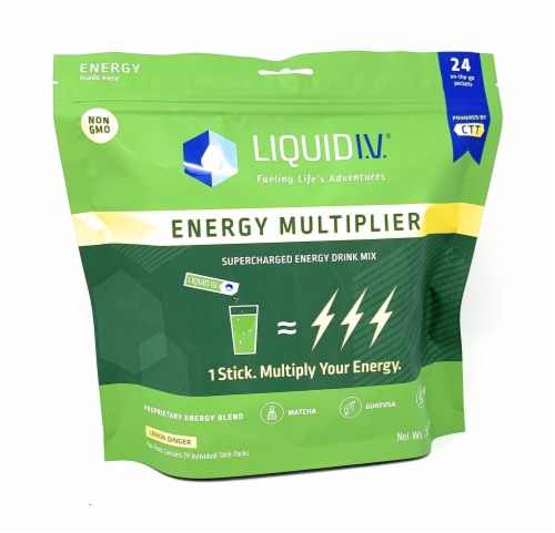 Liquid I.V. Liquid I.V. Energy Multiplier Lemon Ginger Energy Drink Mix (Net Wt 11 Ounce) Perspective: front