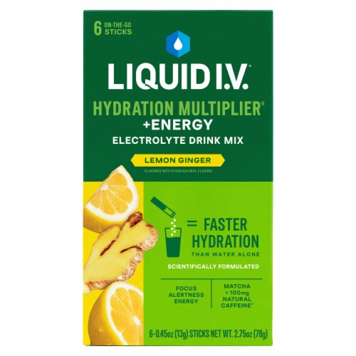 Liquid I.V.® Lemon Ginger Supercharged Energy Drink Mix Perspective: front
