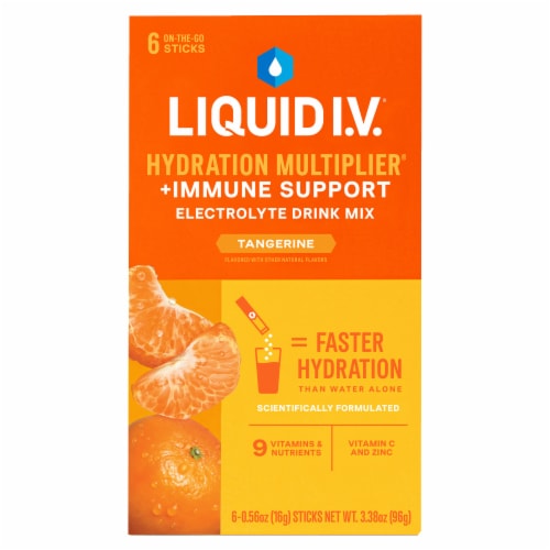 Liquid I.V. Hydration Multiplier+ Tangerine Immune Support Drink Mix Perspective: front