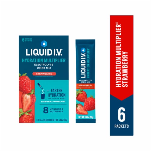 Liquid I.V. Hydration Multiplier Electrolyte Powder Packet Drink Mix,  Strawberry, 6 Ct