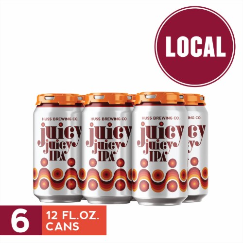Huss Brewing Juicy Juicy IPA Can Perspective: front