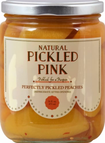 Pickled Pink Perfectly Pickled Peaches Perspective: front