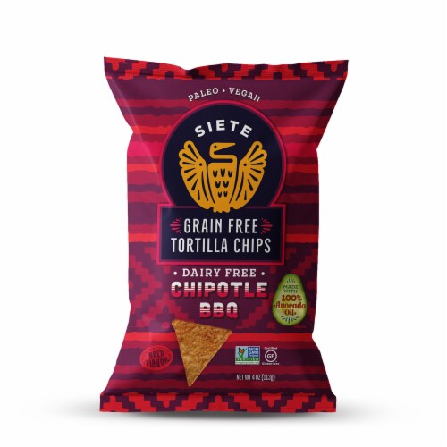 Siete Chipotle BBQ Grain Free Tortilla Chips Perspective: front