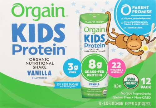 Orgain Organic Kids Nutritional Protein Shake, Vanilla - Kids Snacks with  8g Dairy Protein, 22 Vitamins & Minerals, Fruits & Vegetables, Gluten Free