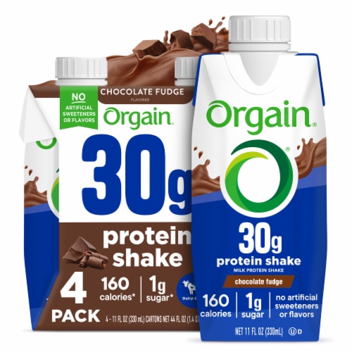 Orgain Milk Protein Shake, Chocolate Fudge Perspective: front