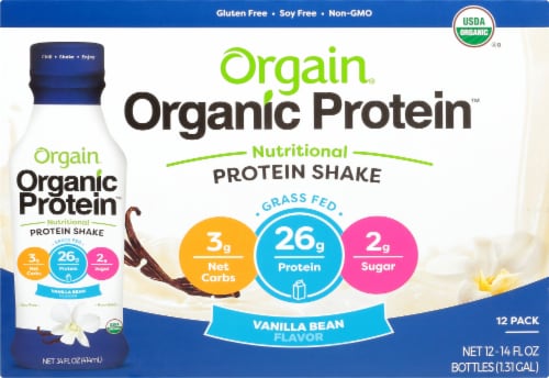 Orgain Organic Protein Vanilla Bean Nutritional Protein Shake Perspective: front