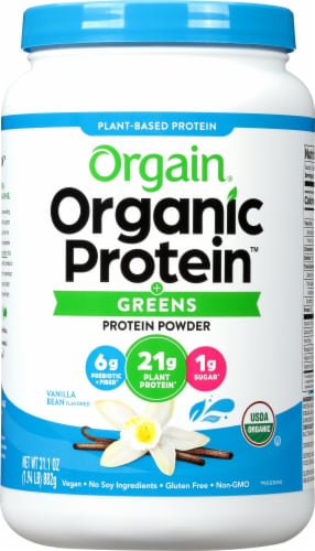 Orgain Organic Vanilla Bean Protein & Greens Plant Based Powder Perspective: front
