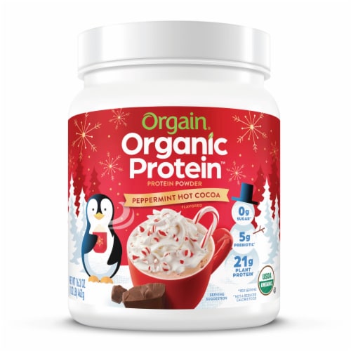 Orgain® Organic Protein™ Peppermint Hot Cocoa Plant-Based Protien Powder Perspective: front