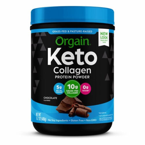 Orgain® Chocolate Ketogentic Collagen Protein Powder Perspective: front