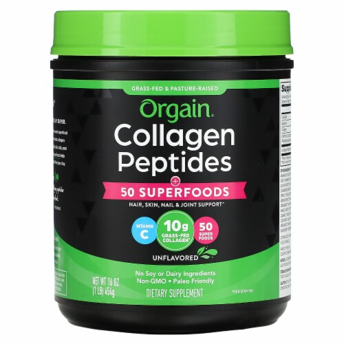 Orgain Collagen Peptides +50 Superfoods Dietary Supplement Powder Perspective: front