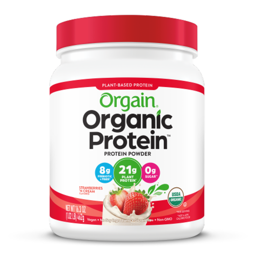 Orgain® Organic Strawberries & Cream Plant Based Protein Powder Perspective: front