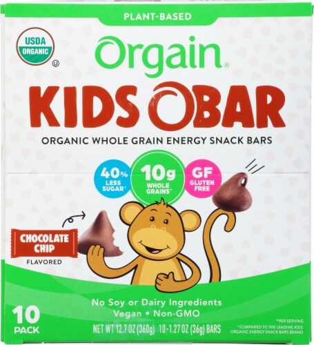 Orgain® Kids O Bar Organic Whole Grain Energy Snack Chocolate Chip Bars Perspective: front