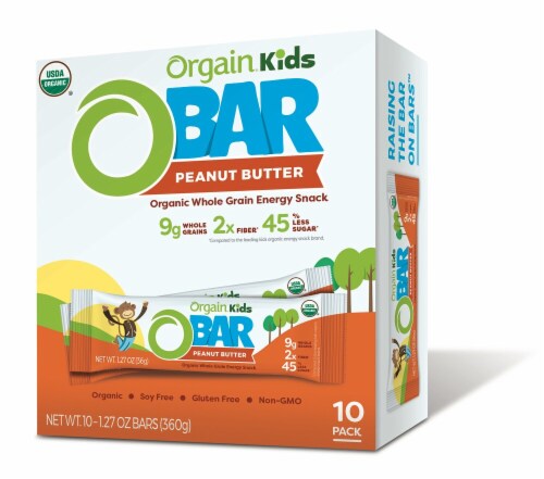 Orgain Kids O Bar Peanut Butter Organic Whole Grain Energy Snack Perspective: front