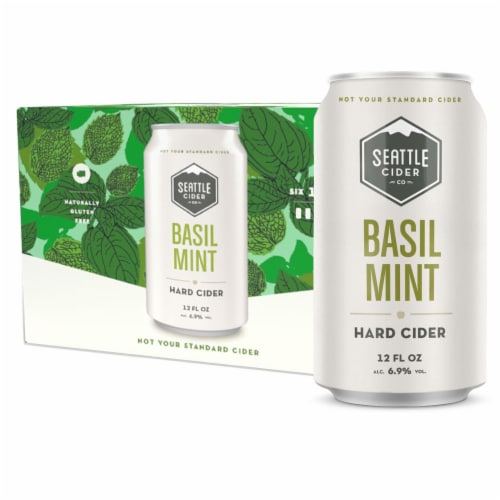Seattle Cider Basil Mint Hard Cider Beer Perspective: front