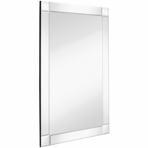 Hamilton Hills 24 x36  Silver Framed Vanity Mirror | Beveled Edge Frame Perspective: front