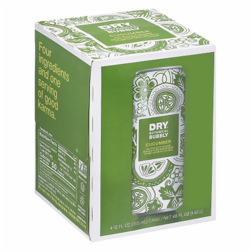 Dry Botanical Bubbly® Sparkling Cucumber Soda Cans Perspective: front