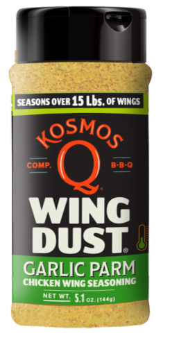 Kosmos Q® Wing Dust® Garlic Parm Wing Seasoning Perspective: front