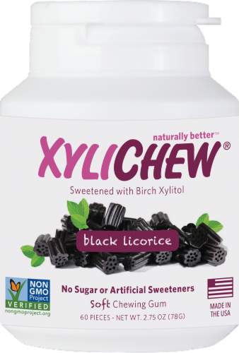 XYLIChew Black Licorice Gum Perspective: front