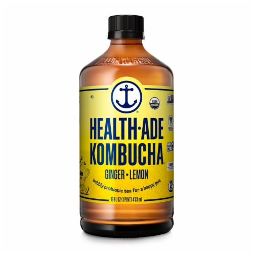 Health-Ade Ginger-Lemon Kombucha Perspective: front