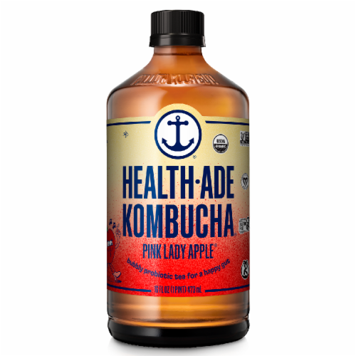 Health-Ade® Pink Lady Apple® Kombucha Probiotic Tea Perspective: front