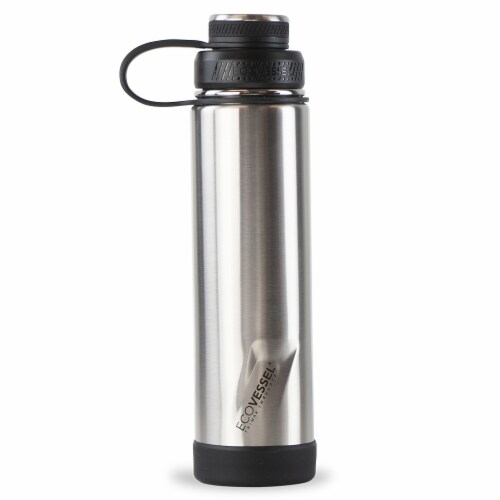 EcoVessel TriMax® Insulated Stainless Steel Water Bottle - Silver Express Perspective: front
