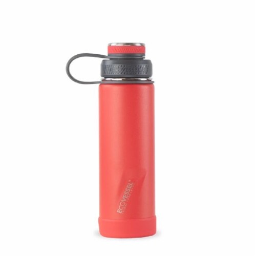EcoVessel Boulder TriMax Insulated Stainless Steel Water Bottle - Jazz Red Perspective: front