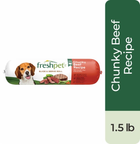 Freshpet Slice & Serve Chunky Beef Recipe Dog Food Perspective: front