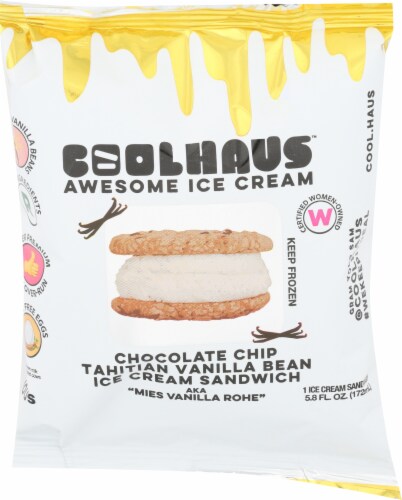 Coolhaus™ Chocolate Chip Tahitian Vanilla Bean Ice Cream Sandwich Perspective: front