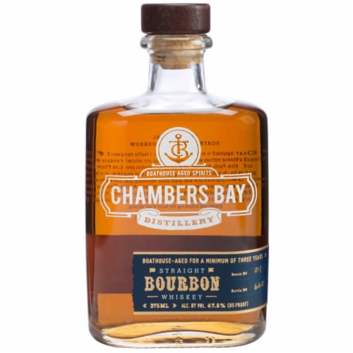 Chambers Bay Distillery Aged 3 Years Boathouse Washington Straight Bourbon Whiskey Perspective: front