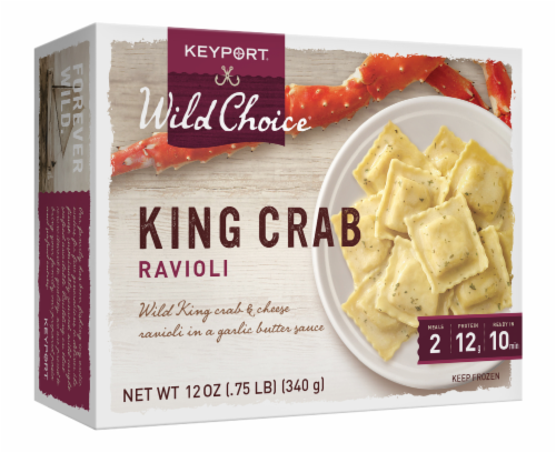 Keyport Wild King Crab & Cheese Ravioli in Garlic Butter Sauce Perspective: front