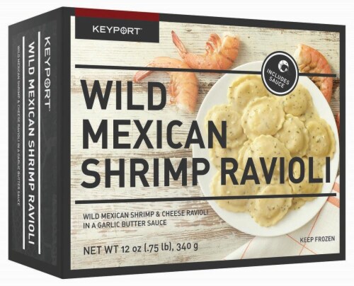 Keyport Wild Mexican Shrimp & Cheese Ravioli In Garlic Butter Sauce Perspective: front