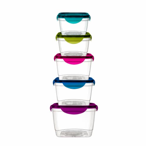 Plastic Jumbo Square Food Storage Container Set - 10 Piece Set Perspective: front