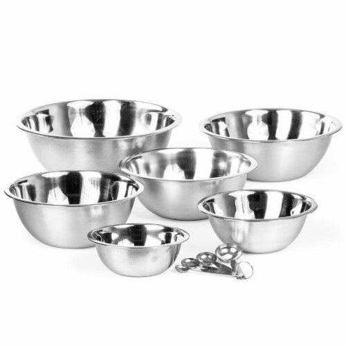 Stainless Steel Mixing Bowl Set and Measuring Spoons 10 Piece. Set