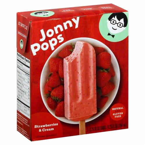 Jonny Pops Strawberries & Cream Bars 3 Count Perspective: front