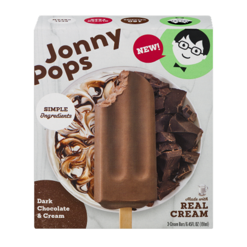 Jonny Pops Dark Chocolate & Cream Bars 3 Count Perspective: front
