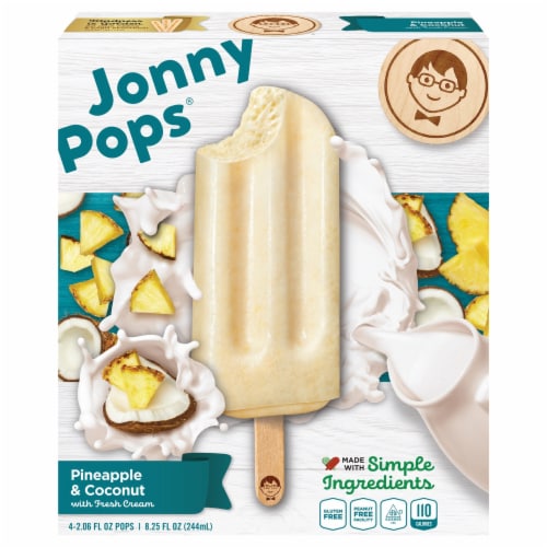 Jonny Pops® Pineapple & Coconut with Fresh Cream Pops Perspective: front