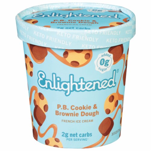 Enlightened® + Delish Keto P.B. Cookie & Brownie Dough Ice Cream Perspective: front