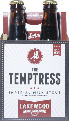 Lakewood Brewing Bourbon Barrel Temptress Stout Beer Single Bottle Perspective: front