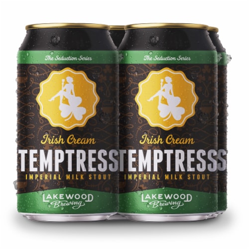 Lakewood Brewing Co. Irish Cream Temptress Imperial Milk Stout Craft Beer Cans Perspective: front