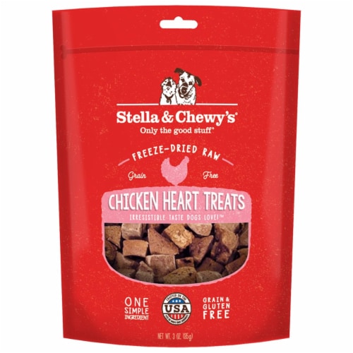 Stella & Chewy 84000880 3 oz Dog Freeze Dried Treat Chicken Hearts Perspective: front