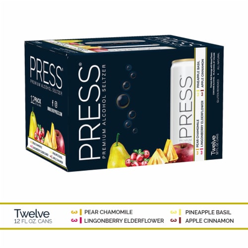 PRESS Premium Alcohol Seltzer Variety Pack Perspective: front