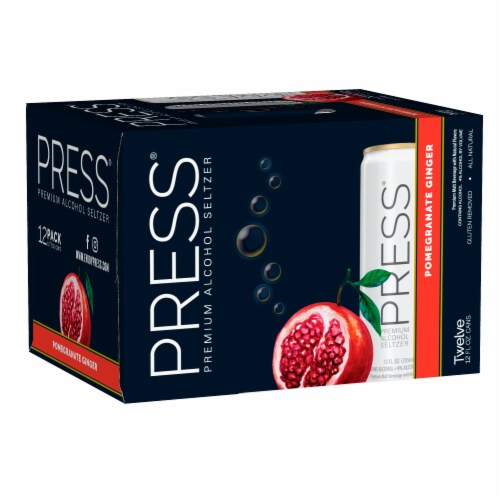 Press Pomegranate Ginger Premium Alcohol Hard Seltzer Perspective: front