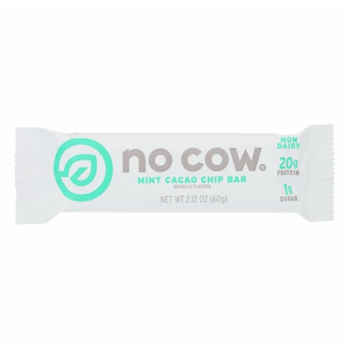 No Cow Bar Mint Cacao Chip Bar - Case of 12 - 2.12 OZ Perspective: front