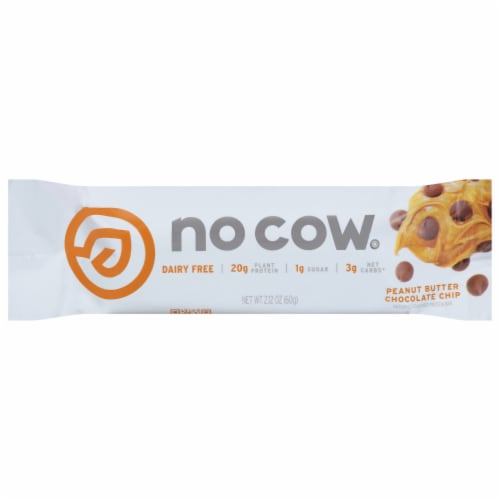 no cow® Peanut Butter Chocolate Chip Protein Bar Perspective: front